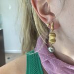 Estate: Yellow Gold Drop Earrings with Tahitian Pearls