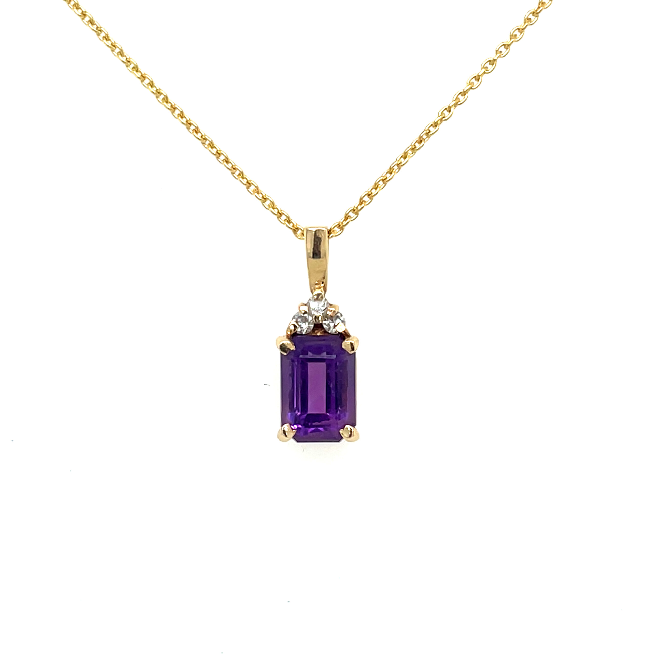 Estate: Yellow Gold Amethyst Necklace with Diamonds