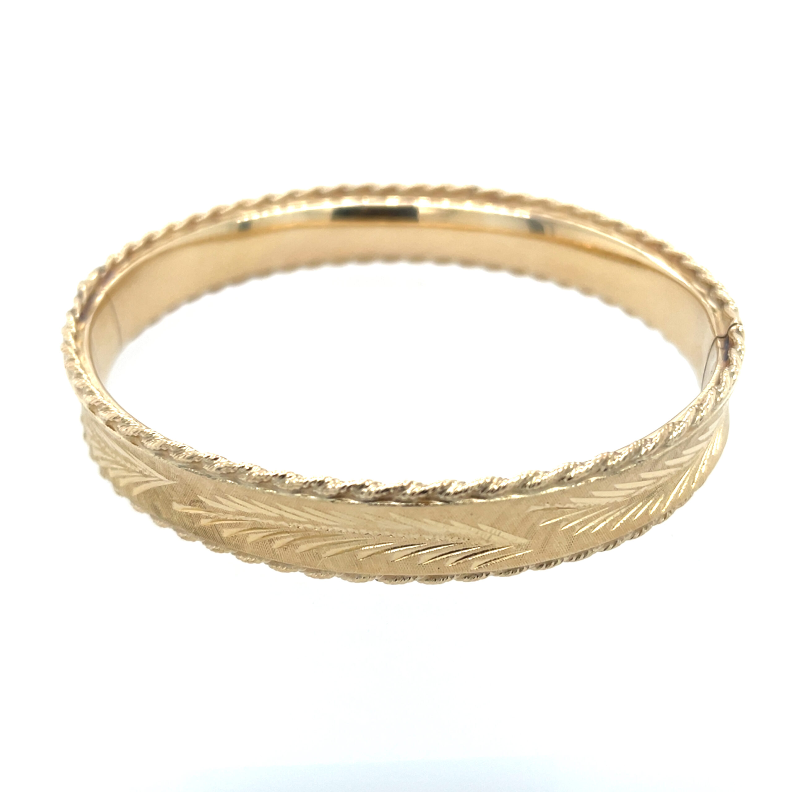 Estate: Yellow Gold Engraved Bangle