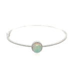 White Gold Bangle with Diamonds & Opal