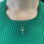 White Gold Diamond Cross Pendant Necklace