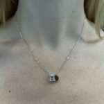 White Gold White Topaz, Garnet, & Diamond Necklace