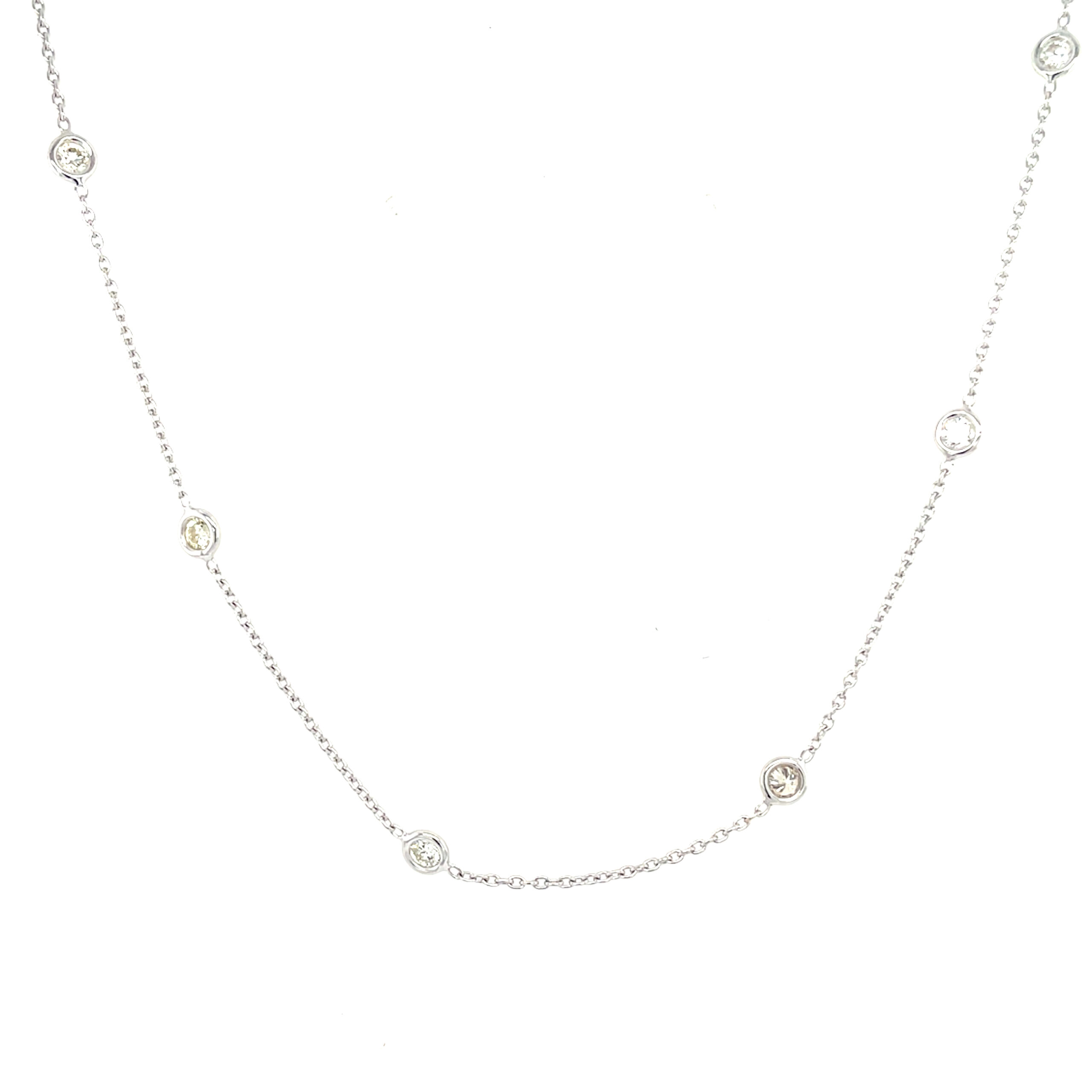 White Gold Diamond Station Necklace