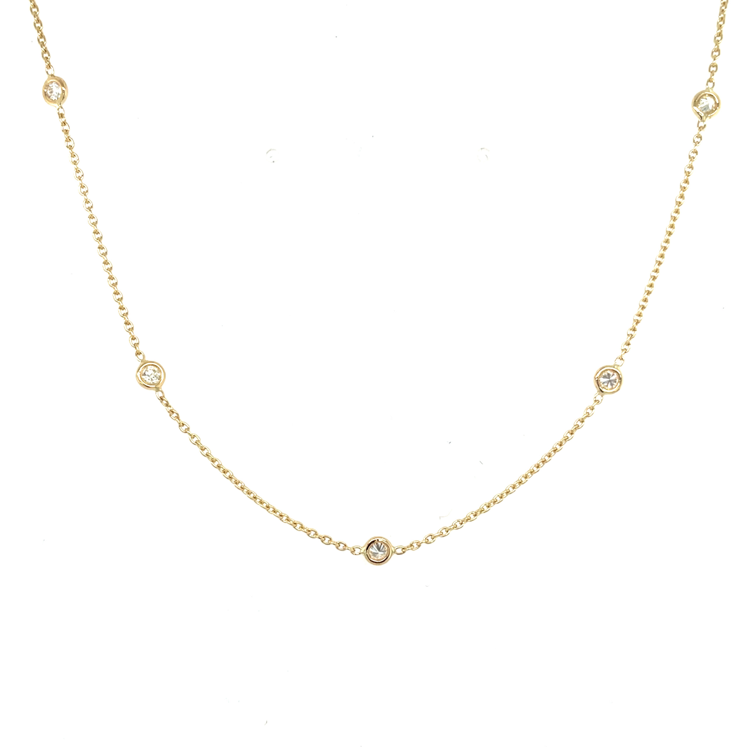 Yellow Gold Diamond Station Necklace