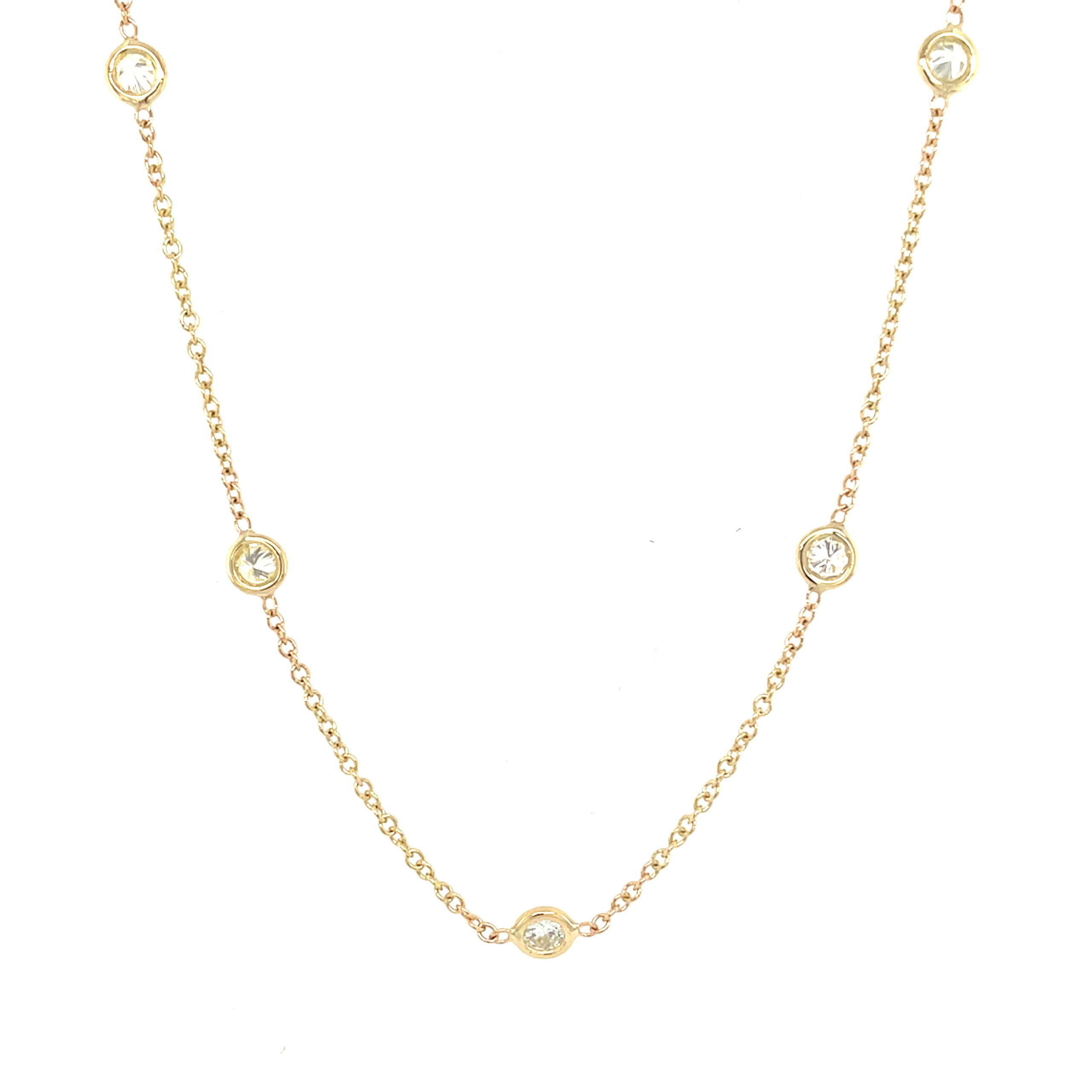 Yellow Gold Diamond Station Necklace