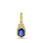 Yellow Gold Sapphire and Diamond Milgrain Necklace