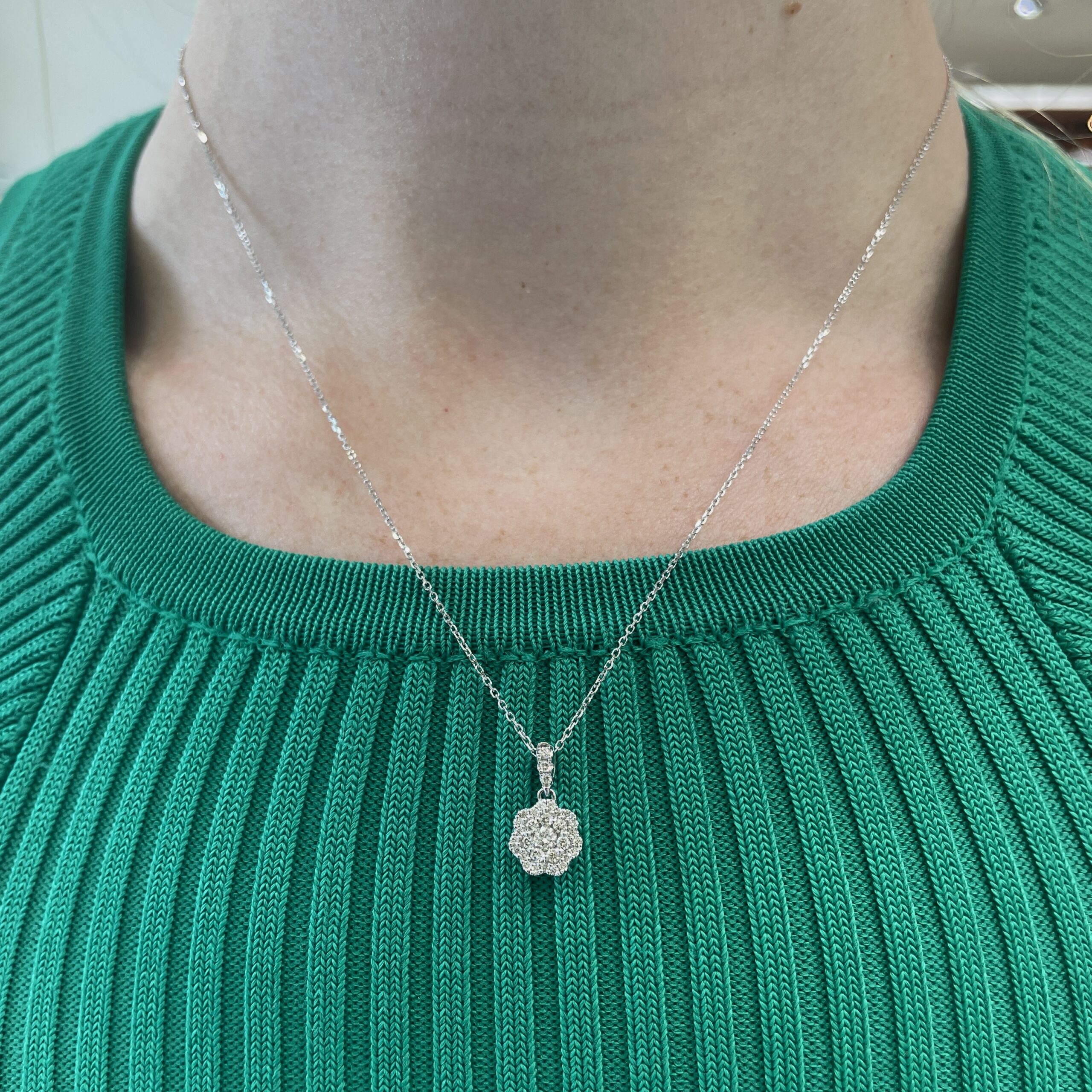 White Gold Flower Diamond Necklace