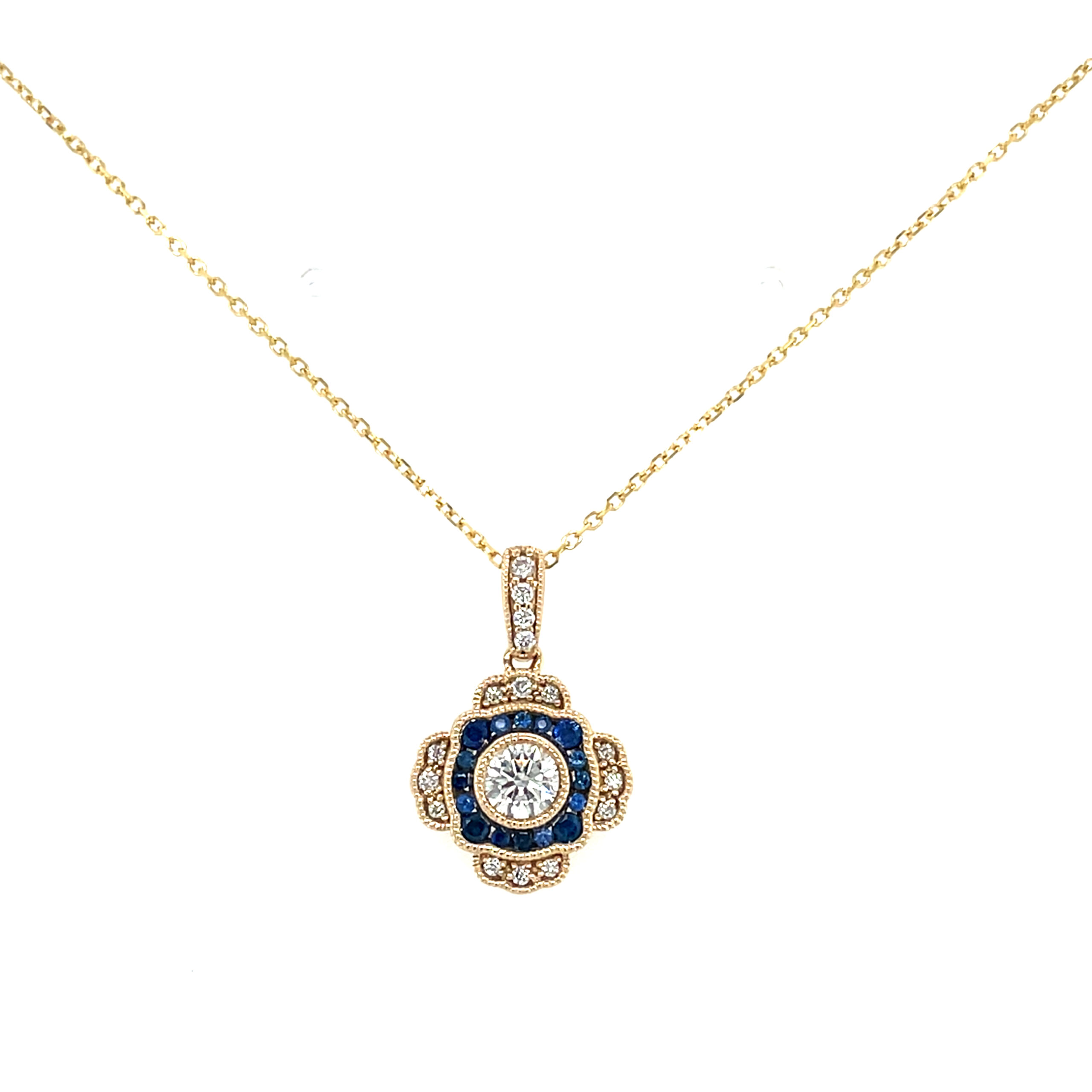 Yellow Gold Sapphire and Diamond Necklace