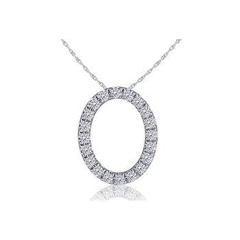 White Gold Open Circle Diamond Necklace