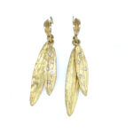 Estate: Brushed Yellow Gold Leaf Earrings