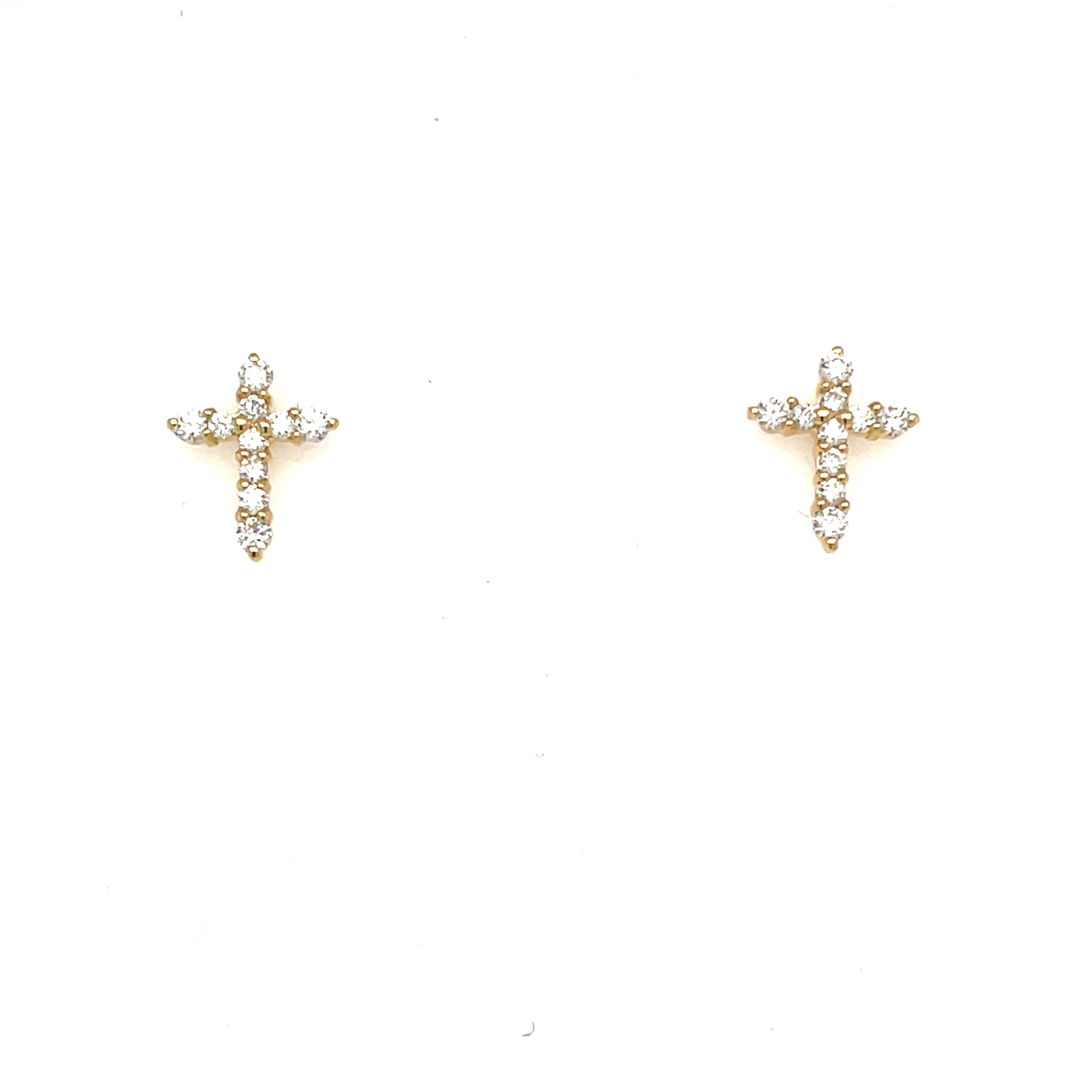 Yellow Gold Cross Diamond Earrings