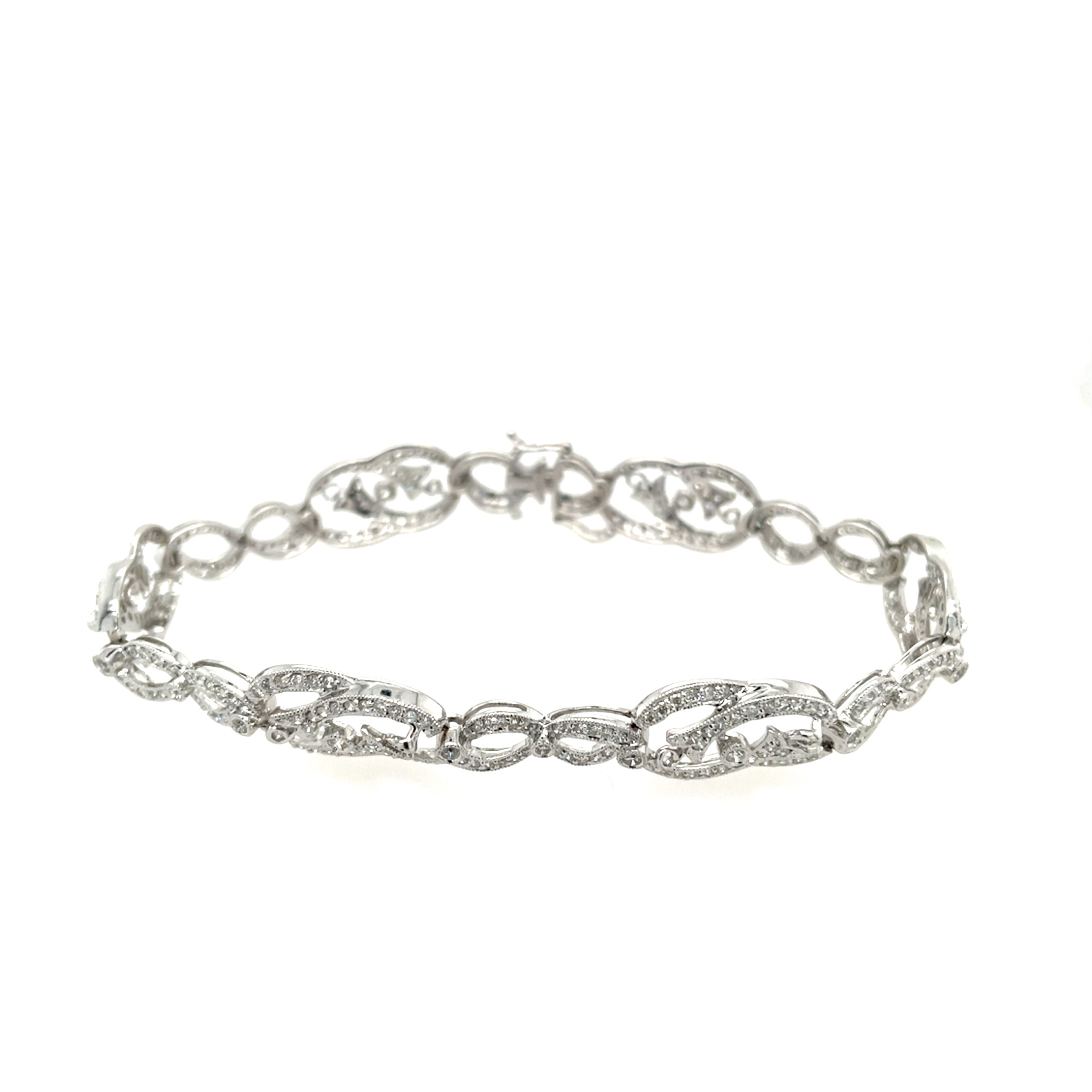 White Gold Filigree Diamond Tennis Bracelet