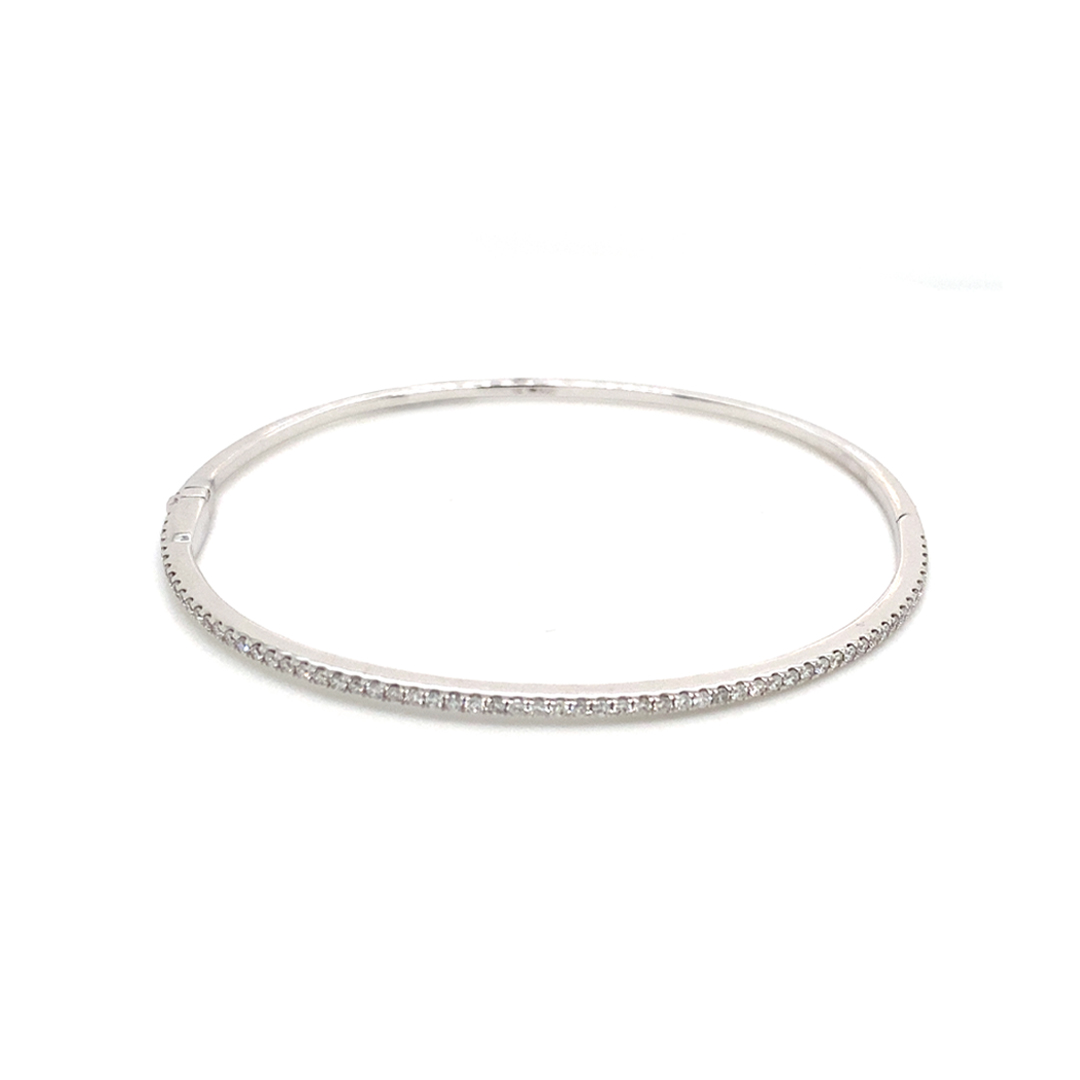 White Gold Hinged Bangle Bracelet with Diamonds