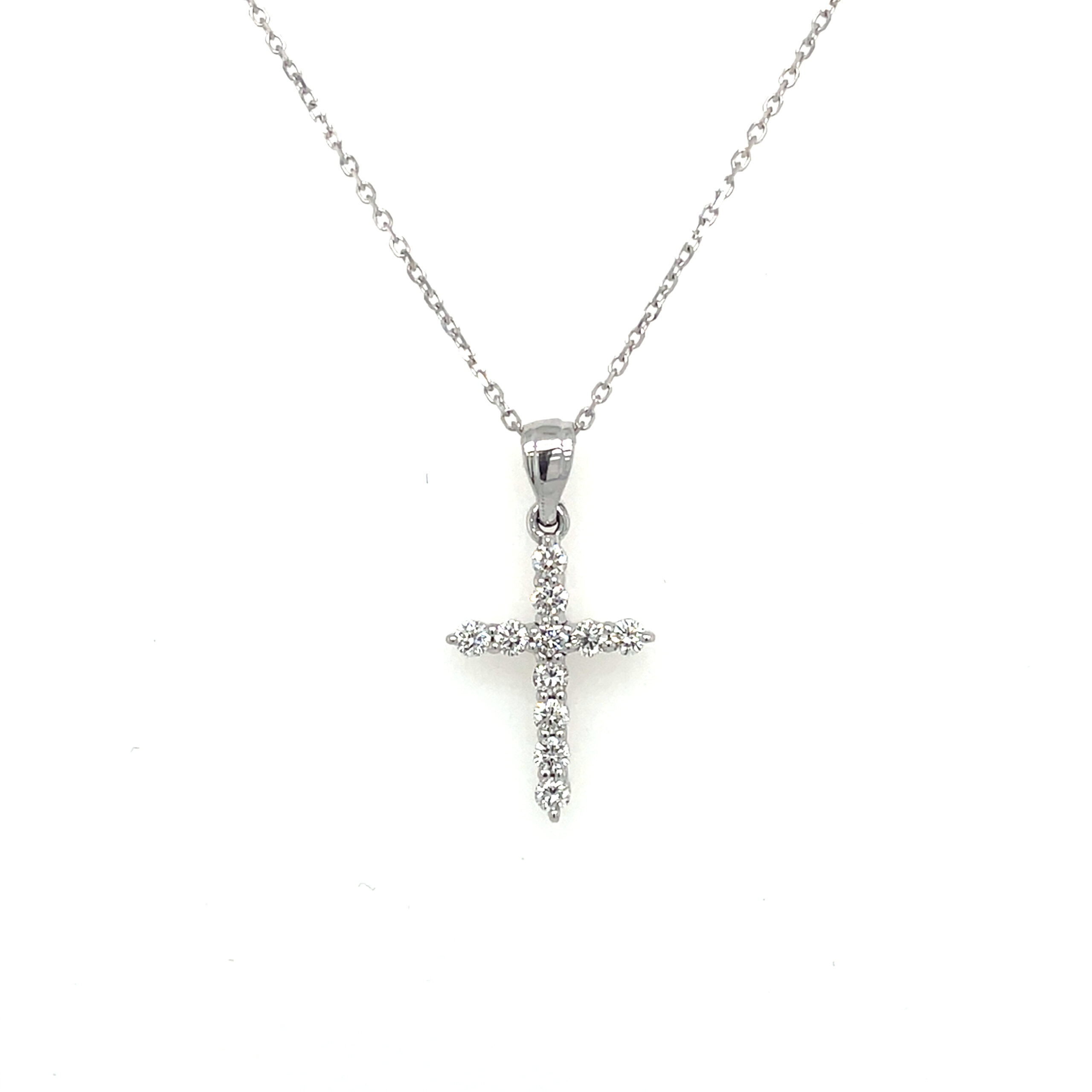 White Gold Diamond Cross Pendant Necklace