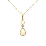 Yellow Gold Opal and Diamond Graduated Necklace