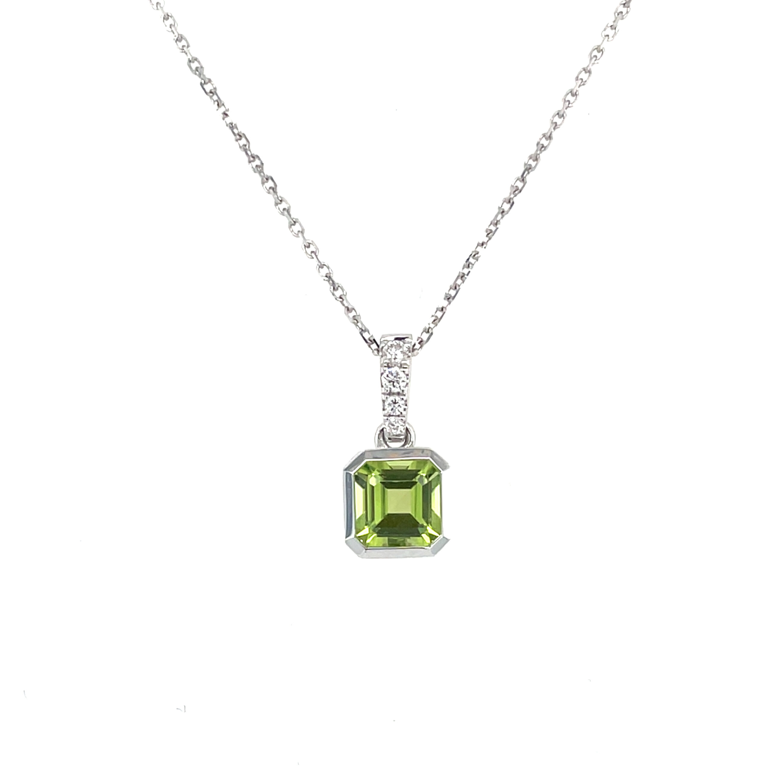 White Gold Peridot & Diamond Necklace