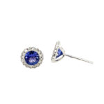 White Gold Tanzanite and Diamond Halo Earrings