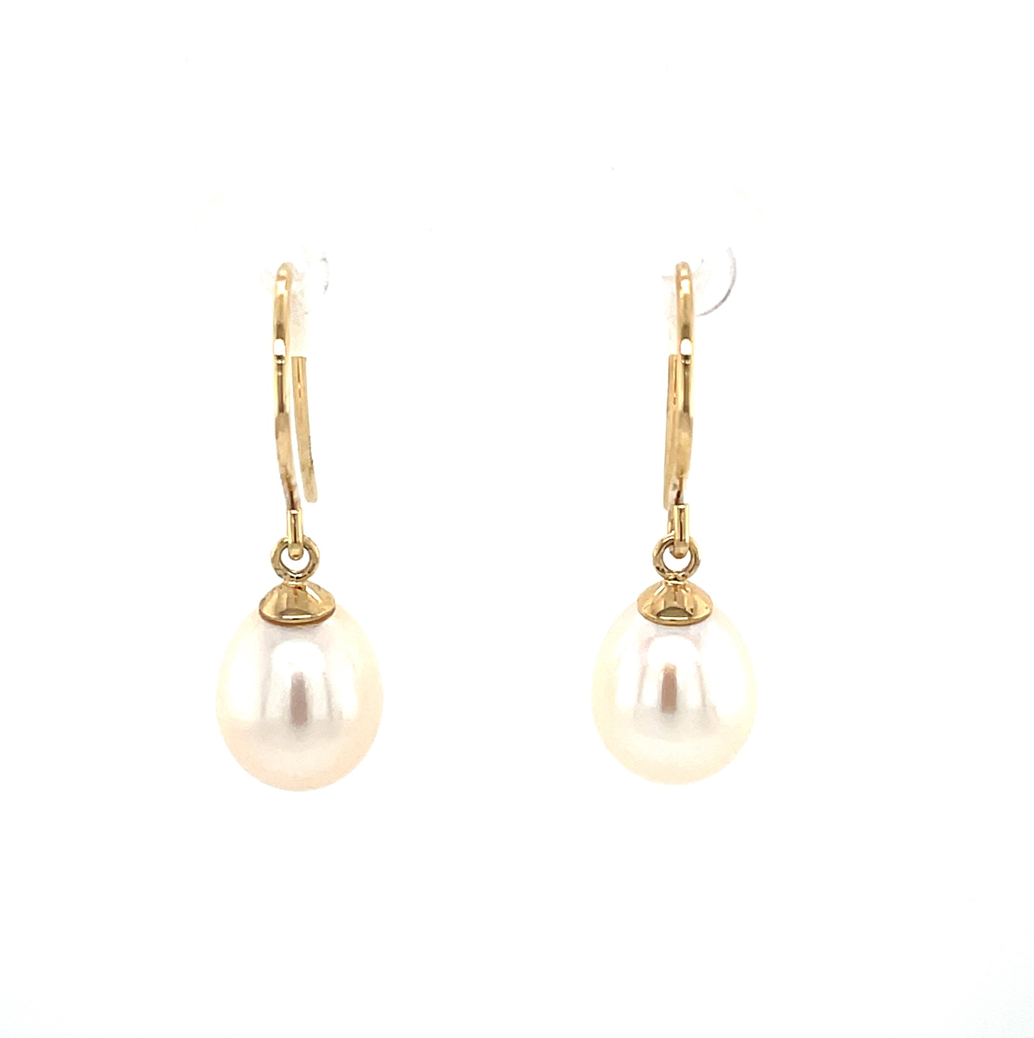 Yellow Gold Freshwater Pearl Drop Earrings