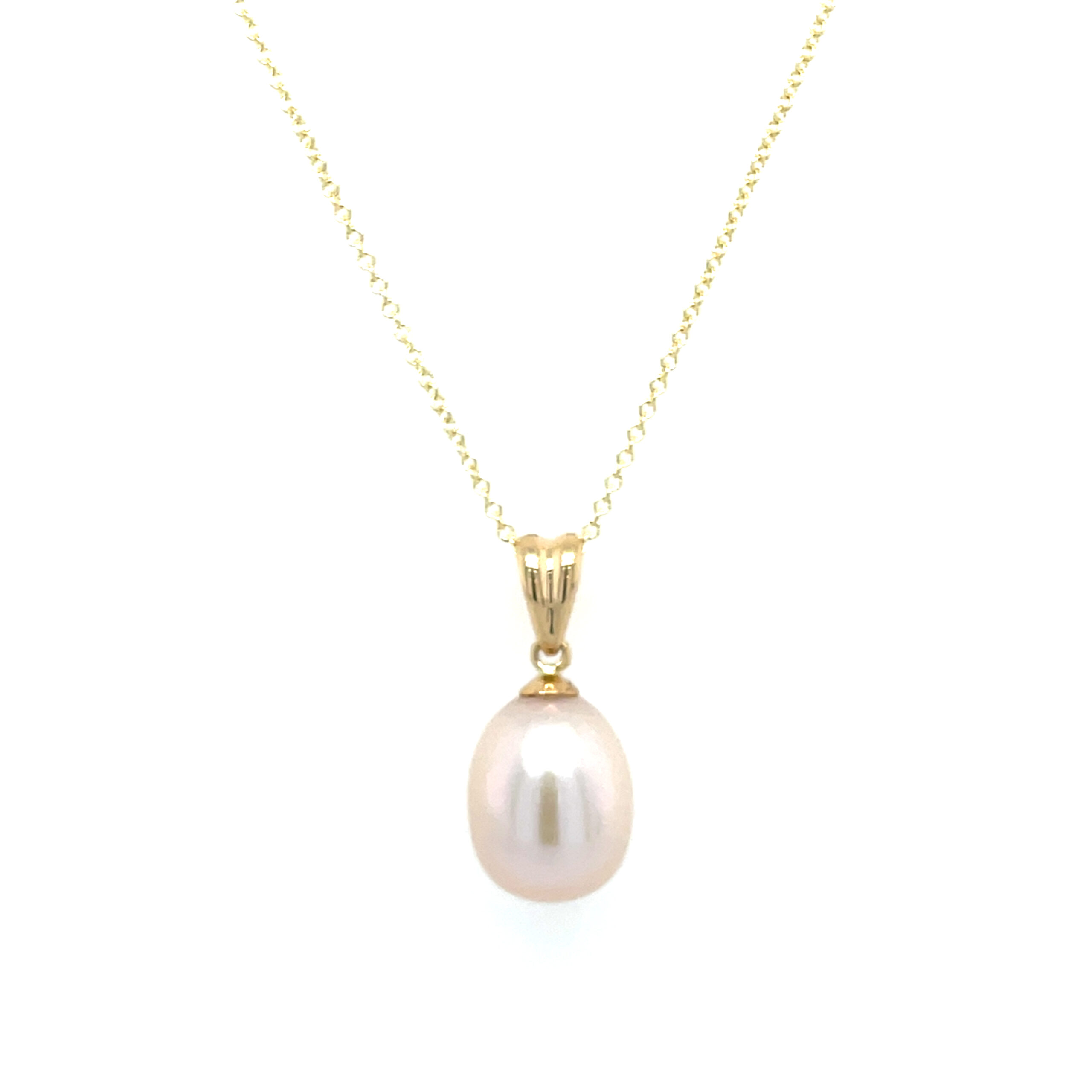 Yellow Gold Freshwater Pearl Drop Necklace