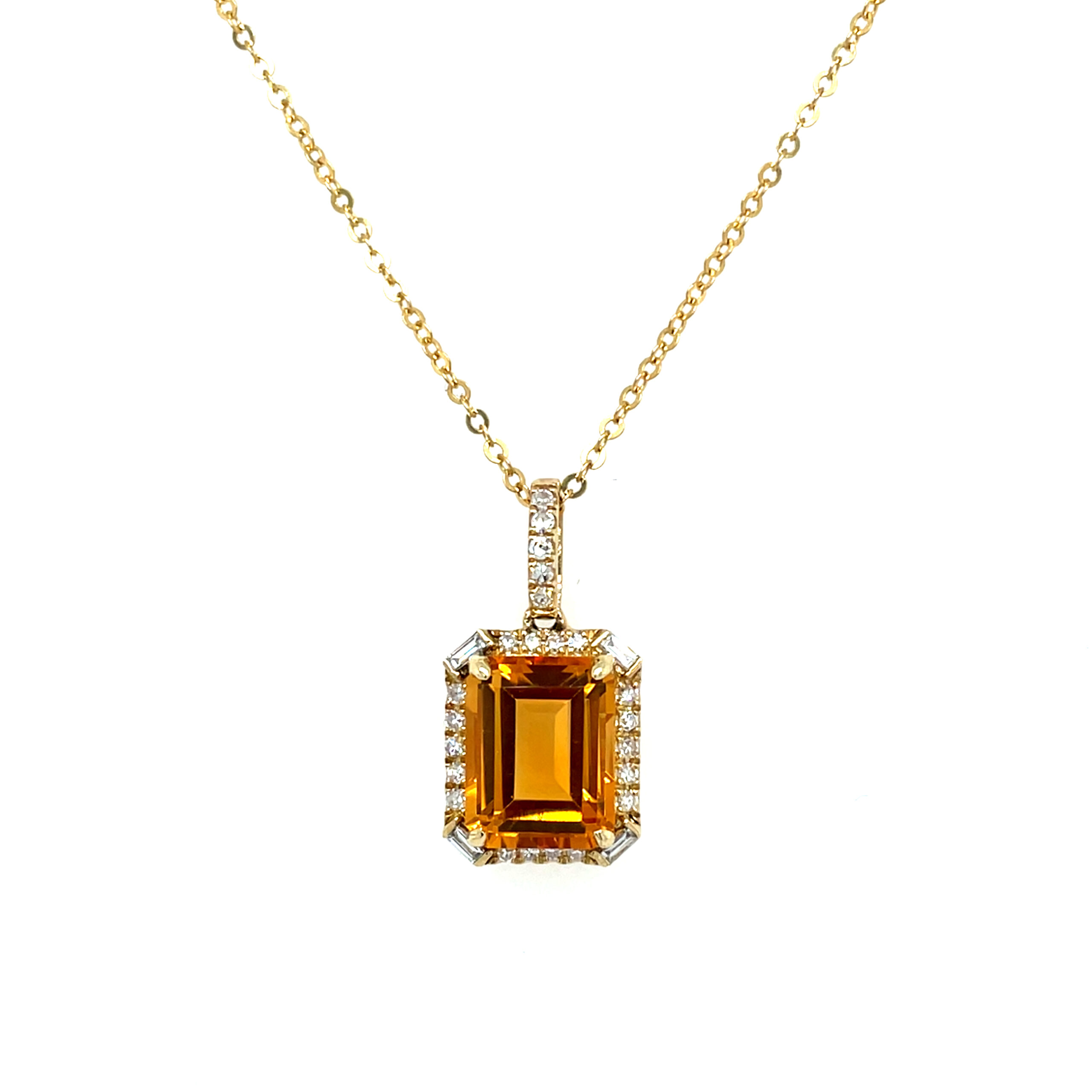 Yellow Gold Citrine and Diamond Necklace