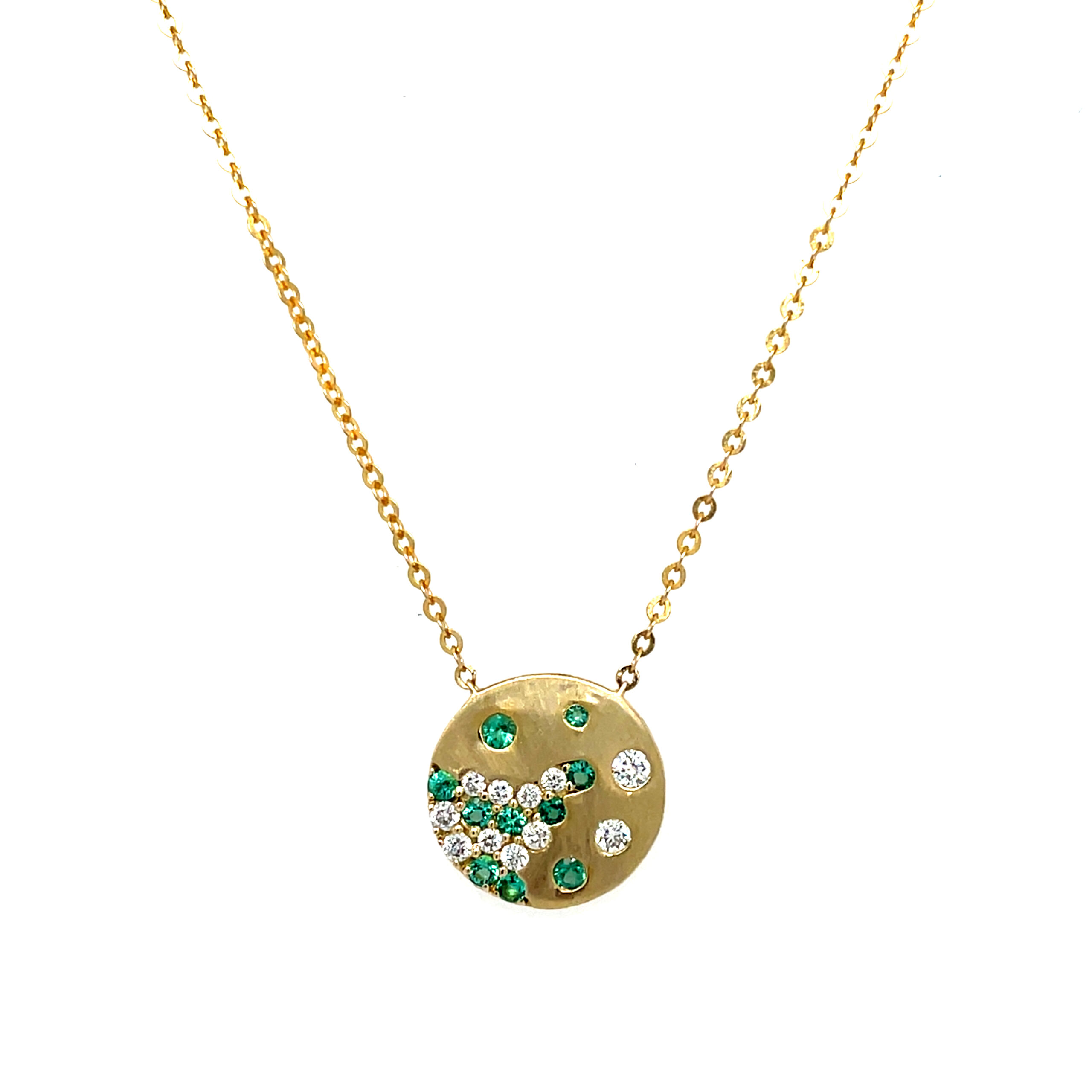 Yellow Gold Emerald and Diamond Necklace