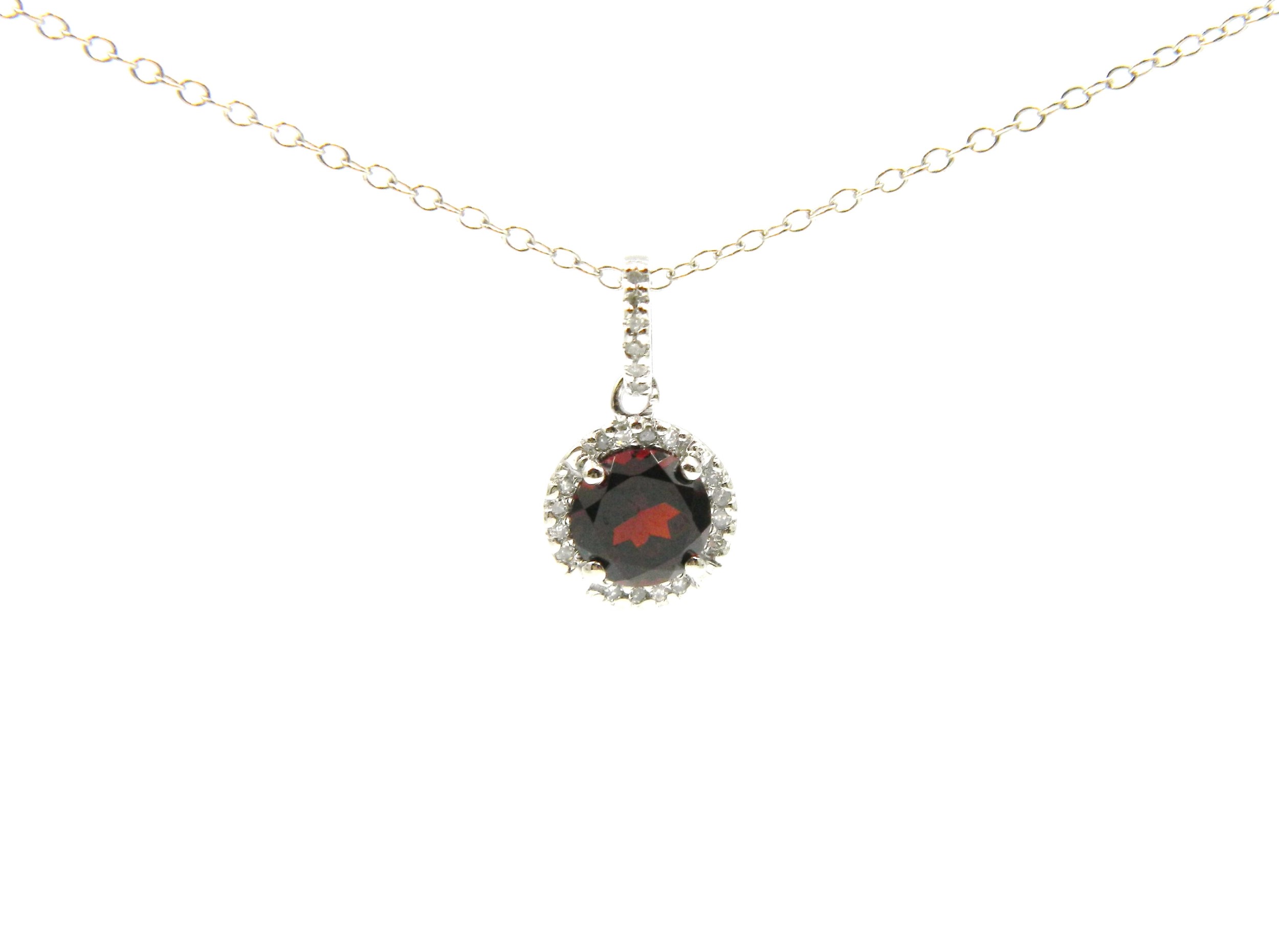 Sterling Silver Garnet and Diamond Necklace