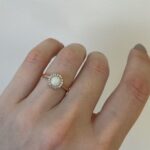 Estate: Rose Gold Opal Ring with Diamond Halo