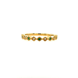 Yellow Gold Emerald and Diamond Band